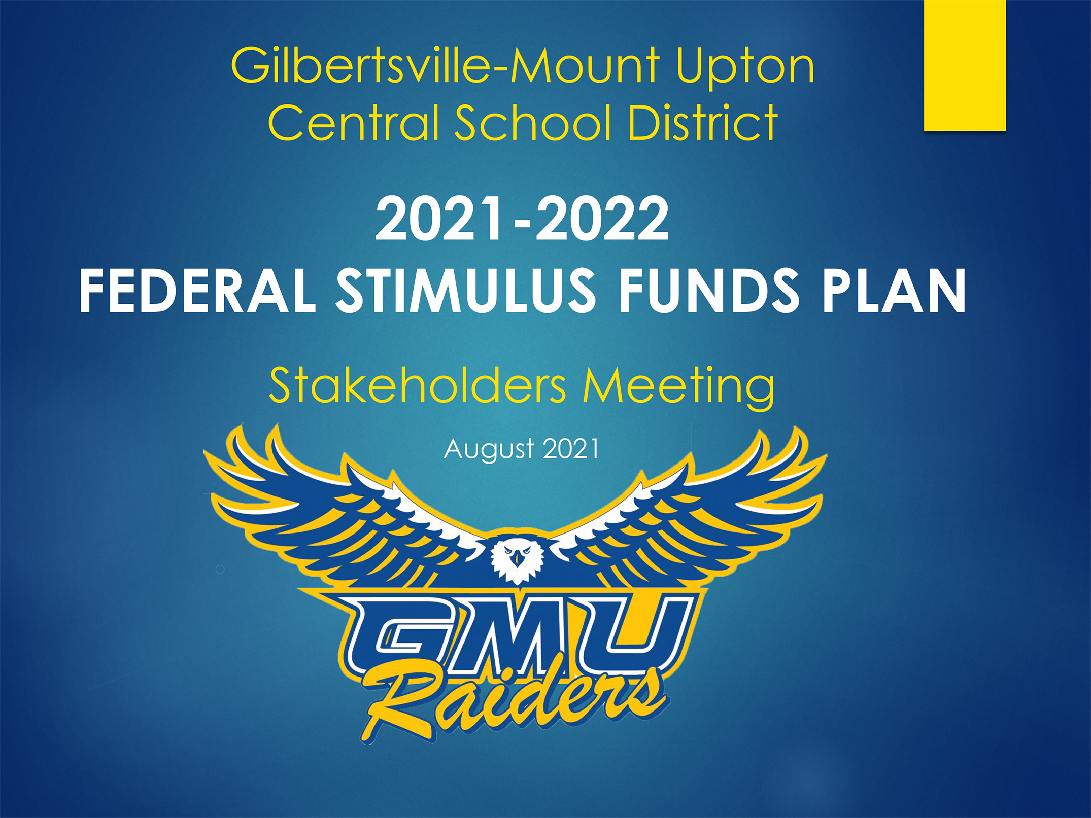 GMU Federal Stimulus Funds Plan PP Cover
