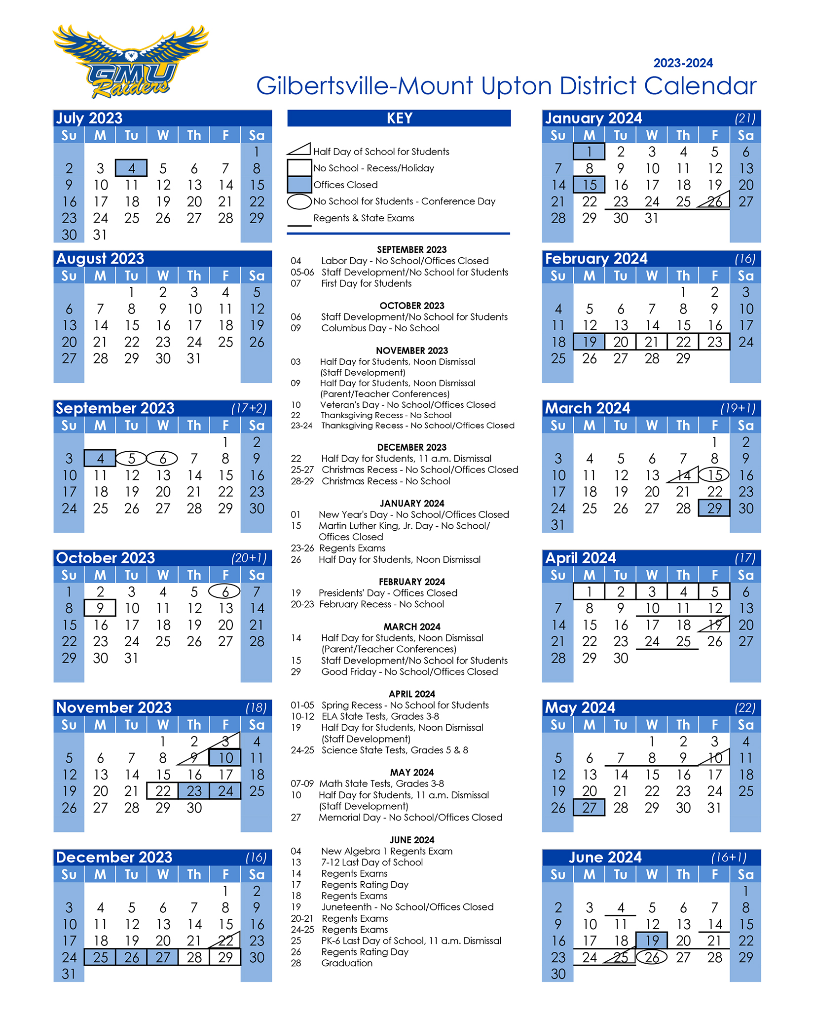GMU 2023-2024 Instructional Calendar
