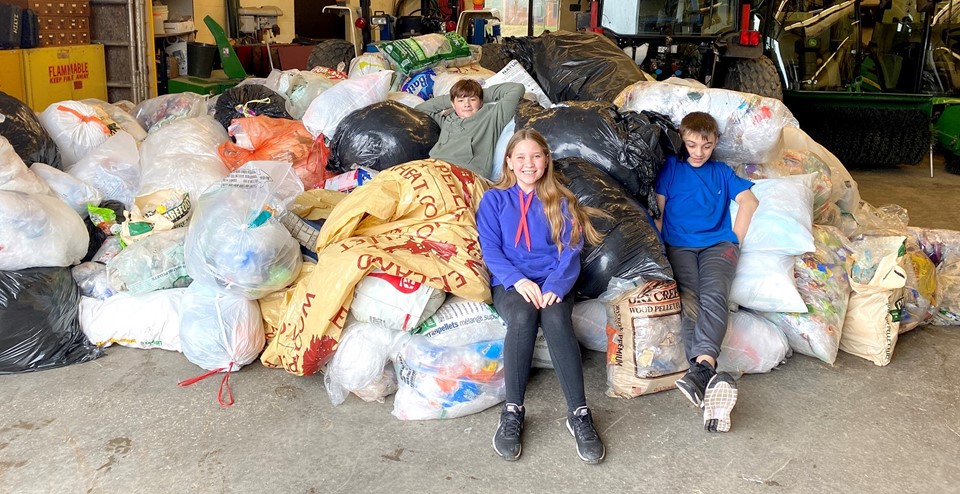 Plastic film with student helpers (4/2025)